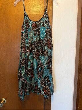 Anthropologie Teal Floral Midi Dress